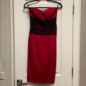 Arden B- red hot sexy strapless dress